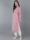 Ahika Women Pink Floral Printed Regular Kurta