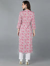 Ahika Women Pink Floral Printed Regular Kurta