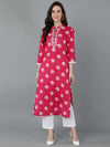 Ahika Women Pink Cotton Ethnic Motifs Dyed