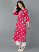 Ahika Women Pink Cotton Ethnic Motifs Dyed