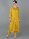 Ahika Women Yellow Silk Blend Solid Kurtas Vck8866