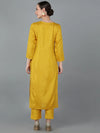 Ahika Women Yellow Silk Blend Solid Kurtas Vck8866