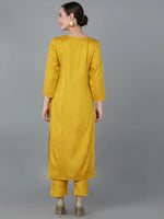 Ahika Women Yellow Silk Blend Solid Kurtas Vck8866