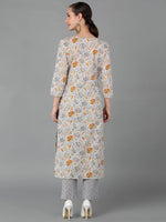 Ahika Women Grey Cotton Floral Printed