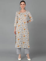 Ahika Women Grey Cotton Floral Printed