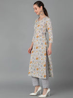 Ahika Women Grey Cotton Floral Printed