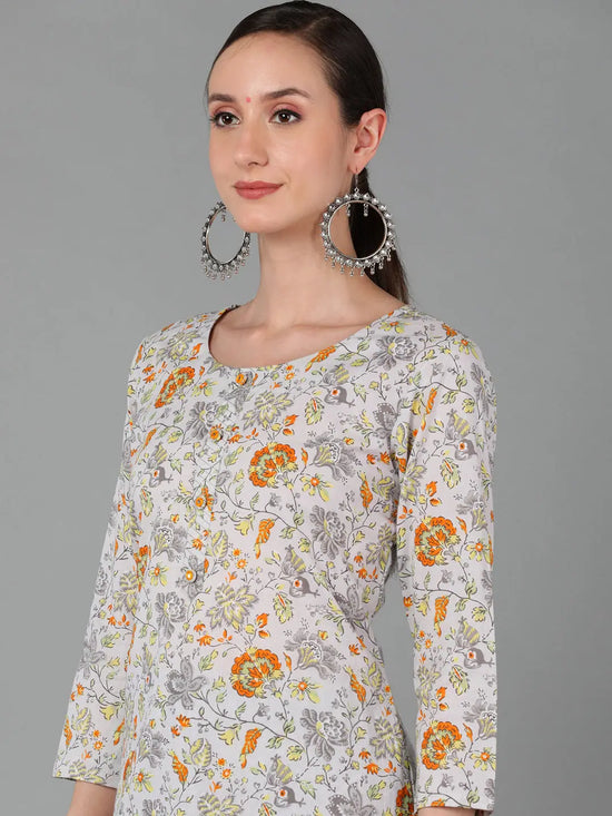 Ahika Women Grey Cotton Floral Printed