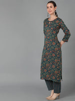 Ahika Women Green Cotton Floral Printed 1