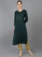 Ahika Women Green Cotton Blend