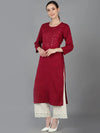 Ahika Women Maroon Cotton Blend