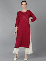 Ahika Women Maroon Cotton Blend