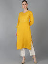 Ahika Women Mustard Cotton Blend