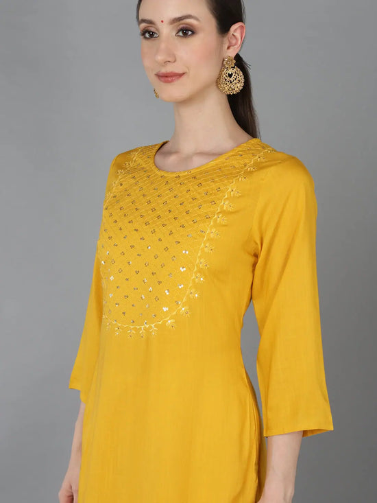 Ahika Women Mustard Cotton Blend