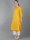 Ahika Women Mustard Cotton Blend