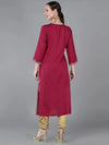 Ahika Women Burgundy Silk Yoke Design Kurta