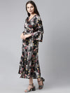 Ahika Women Polysatin Grey Floral Printed Dress