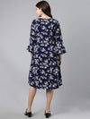 Ahika Women Polychiffon Navy Blue Floral Chiffon Dress