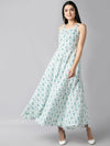 Ahika Off White Blue Floral Maxi Dress