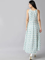 Ahika Off White Blue Floral Maxi Dress