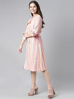 Ahika Women Multi Coloured Striped A Line Dress