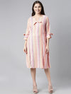 Ahika Women Multi Coloured Striped A Line Dress