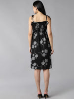 Ahika Black Cotton Floral Dress