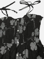 Ahika Black Cotton Floral Dress