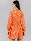 Ahika Women Orange Floral Printed Dress