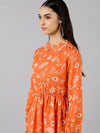 Ahika Women Orange Floral Printed Dress