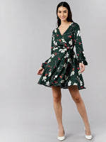 Ahika Women Green Floral Printed Dress 1