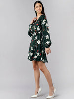 Ahika Women Green Floral Printed Dress 1