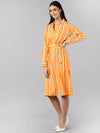 Ahika Women Yellow Striped Striped Dress