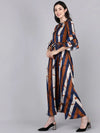 Ahika Women Brown Striped Striped Dress