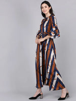 Ahika Women Brown Striped Striped Dress