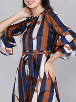 Ahika Women Brown Striped Striped Dress