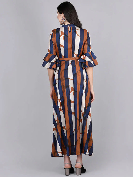 Ahika Women Brown Striped Striped Dress