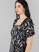 Ahika Women Black Abstract Printed Dress