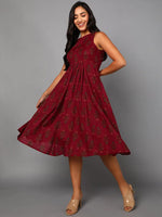 Ahika Women Red Cotton Dress