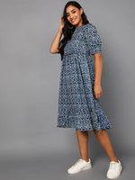 Ahika Women Blue Cotton Dress 1