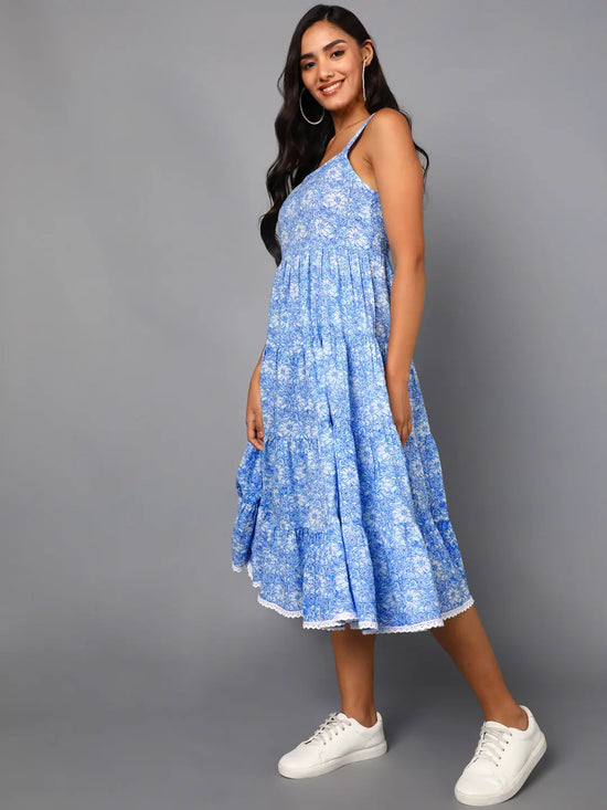 Ahika Women Blue Cotton Dress 2