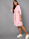 Ahika Women Pink Cotton Dress 1