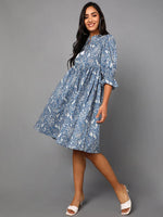 Ahika Women Blue Cotton Dress 4