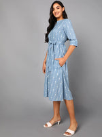 Ahika Women Blue Cotton Dress 3