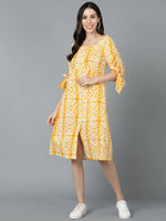 Ahika Women Yellow Cotton Dyed Dresses