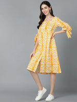 Ahika Women Yellow Cotton Dyed Dresses