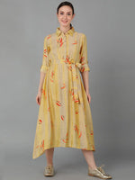 Ahika Women Yellow Polyester Striped Printed