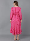 Ahika Women Pink Silk Dyed Dresses