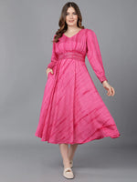 Ahika Women Pink Silk Dyed Dresses