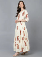 Ahika Women Cream Cotton Solid Dresses