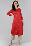 Ahika Women Red Cotton Embroidered Embellished